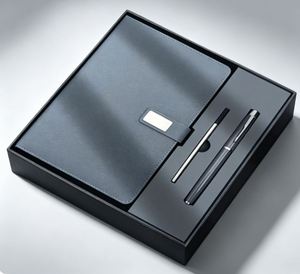Logo Luxury Refillable Stationery Pen Notebook Gift Set Business Blue Vegan Leather Magnetic <b>Note</b> <b>Book</b> A5 Journal Box Set - Product Image 3