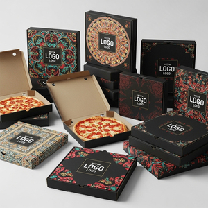 Xjy cao cấp máy làm 12 inch màu đen tùy chỉnh bánh pizza hộp với logo - Product Image 1