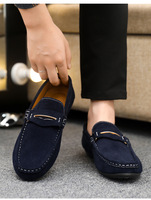 Mocassins en daim pour hommes, à enfiler, avec boucle métallique, semelle plate souple anti-usure, décontractés, pour la conduite, grandes tailles, vente en gros