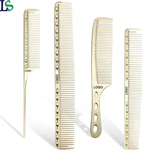 Engraving Logo Hairdressing Tools Hairdressing Metal Comb Gold Space Aluminum Hair Comb Wholesale