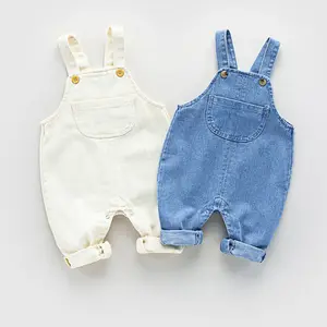 Venta al por mayor personalizado primavera otoño niños pequeños en general niños sin mangas mono bebé niños niñas Denim Peto