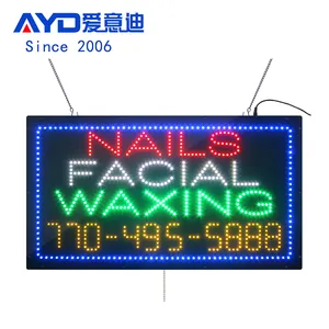 ป้ายร้านขายขี้ผิวบนใบหน้าเล็บ LED ขนาด 17 * 31 นิ้วพร้อมหมายเลขโทรศัพท์จอแสดงผล LED กระพริบสําหรับร้านเสริมสวย