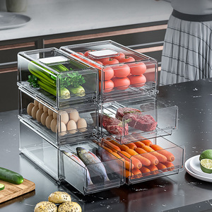 Transparent Plastic Eco-Friendly Multifunction Fridge Organizer for Kitchen Vegetable Food Drawer Stackable Storage <b>Box</b> Bin - Product Image 1