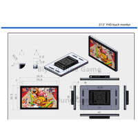 Monitor de Pantalla Táctil de 21.5 Pulgadas, Máquina de Juegos de Habilidad, Pantalla Táctil FHD, Puertos VGA RS232, LED Ajustable