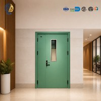 Porte double moderne en acier avec panneau de vision pour immeuble de bureaux, usine, usage commercial