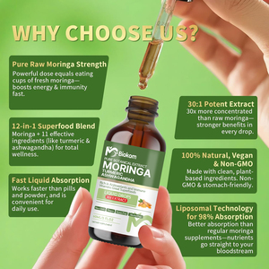 Gouttes de <span class=keywords><strong>Moringa</strong></span> Biologique 12-en-1 avec Ashwagandha Curcuma Liposomal 98% d'Absorption pour l'Énergie Immunité Articulations Digestion Métabolisme - Product Image 3