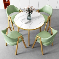 Meubles de restaurant commerciaux, ensemble de table à manger ronde de petite taille avec 4 chaises