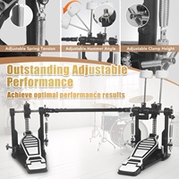 Pédale double robuste en acier inoxydable avec transmission par chaîne double, matériel de percussion, têtes de batte 4 faces |   Batterie électronique