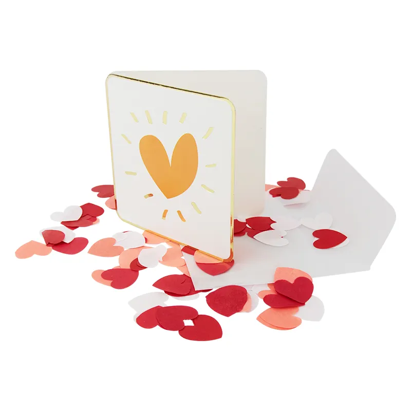 Tarjetas de san valentín pop-up con confeti para niños, tarjetas de invitación para cumpleaños, con envoltura, 623026