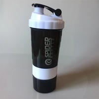 Bouteille de shaker de protéines de gymnastique araignée sans BPA avec logo personnalisé avec compartiment de stockage de pilules de poudre de protéine shakers de gymnastique