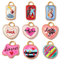 D570 Breloques Émail Peintes à la Main Tendance, Pendentifs en Acier Inoxydable Papillon, Cœur Porte-Bonheur, Étoile, Accessoires DIY pour Fête d'Enfants