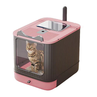 Litière pour chat en plastique en gros, surdimensionnée, entièrement fermée, anti-éclaboussures, facile à nettoyer, toilette pour animaux de compagnie hautement automatique