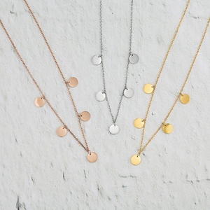 <span class=keywords><strong>KALEA</strong></span> Collier chaîne à maillons en acier inoxydable Pendentif pièce de monnaie multi-ronde personnalisé Plaqué or Cadeau de mode élégant pour femme - Product Image 4