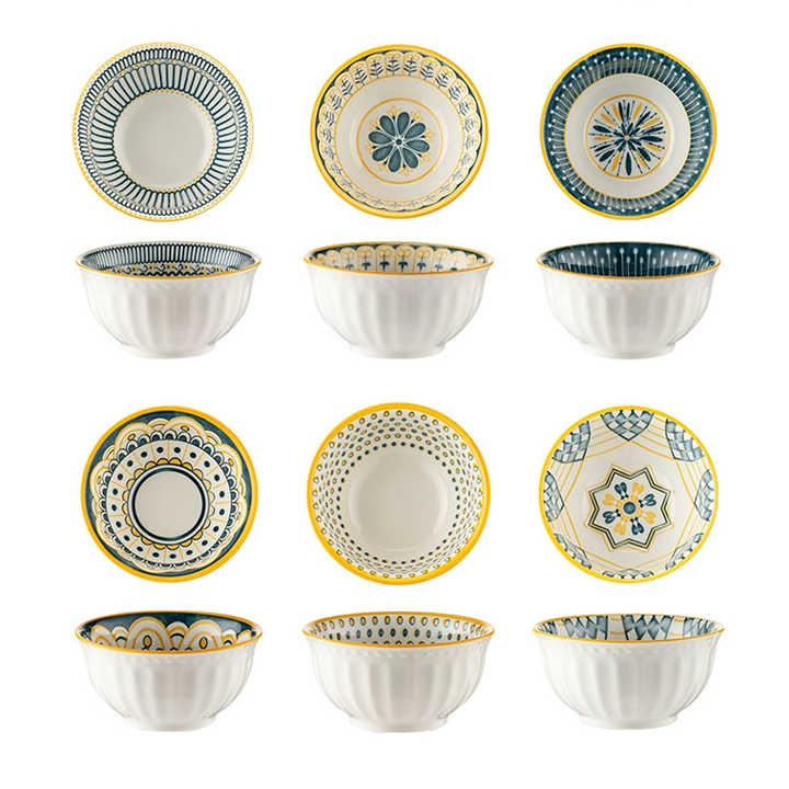 New Design 4.5Inch Japanese Style Ceramic Salad Bowls Dinnerware Set of 2/4/6 Bowl Gift Set