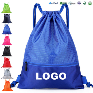 Custom Plain Nylon Shopping Drawstring Bag With Logo Promotional Nylon Carry Draw String Gift Gym Bag Sports Backpack Bag