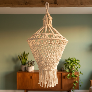 Nouvel abat-jour en macramé fait main, style bohème, suspension décorative, housse de lustre en tissu tressé pour la décoration intérieure - Product Image 1