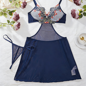 Conjunto de Lencería Sexy con Encaje <span class=keywords><strong>y</strong></span> Bordado, Estilo Puro <span class=keywords><strong>y</strong></span> Seductor, Pijama Erótico, Venta Caliente de Fábrica - Product Image 6