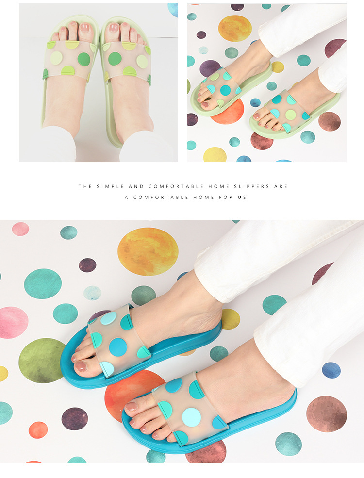 Custom Transparent Slippers Indoor Non-slip Cute Cartoon Polka Dot Slippers for Women