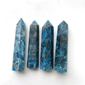 Groothandel Hoge Kwaliteit Kristallen Healing Han Hand Gesneden Wand Blauw Apatiet Punt Toren