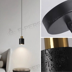 Pendelleuchte |   Schwarze Stein-Pendelleuchte für Küche, Esszimmer, Hotel, Innenbeleuchtung - Product Image 3