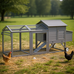 Gallinero Portátil de Madera D0100X3RH88 con Ruedas, Jaula para Aves de Corral Gris para Exteriores, Casa para Gallinas, Conejera, Caja de Anidación - Product Image 2