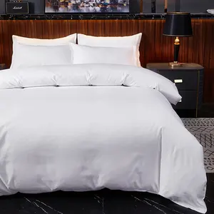 Bed Sheet 100% 5 Star Hotels Set 4 Start Satin White Sheets Cotton Hotel Bedding1 Plain Dyed White