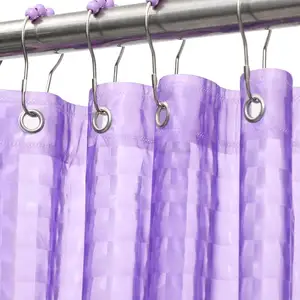 奢华设计3D防水PEVA透明浴帘，带12个挂钩陈列室衬垫