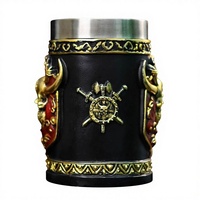 Nouveau Viking Tomahawk poignée crâne bière tasse nordique Viking tasse mythologie nordique bière Stein bataille hache tasses