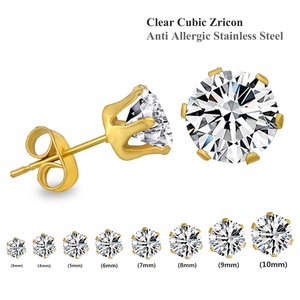 Fashion 18k Gold Plated White Zircon <b>Fake</b> <b>Diamond</b> Jewelry Stud <b>Earrings</b> for Women - Product Image 3