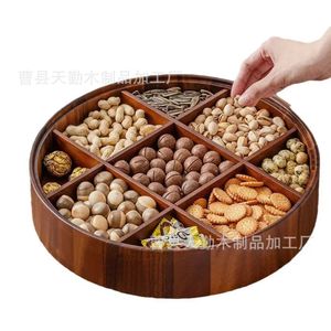 Caja de almacenamiento de madera, diseño creativo para el hogar, caja de almacenamiento de nueve compartimentos para refrigerios y postres, caja de madera maciza para frutos secos - Product Image 2