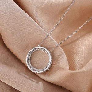 Kalung Liontin Moissanite Adodo Factory Fine Jewelry, Potongan Bulat Ukuran Gradasi 3MM VVS GRA, Perak S925 Berlapis Emas Putih - Product Image 4