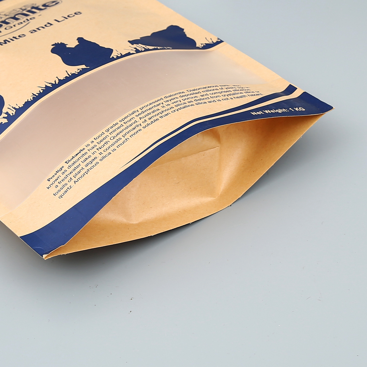 Kraft Paper Sachet Stand Up Pouch Kraft Paper Bag With Window, Sachet Kraft Stand Up Paper Pouch