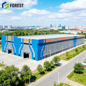 โกดังอุตสาหกรรมโครงสร้างเหล็กสำเร็จรูป ติดตั้งง่าย ทาสีได้ ปรับแต่งได้ รีไซเคิลได้ โครงสร้างเหล็กแบบกริดช่วงยาว ใช้เป็นอพาร์ทเมนต์ได้ - Product Image 1