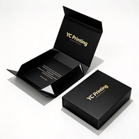 Boîtes en carton pliables personnalisées pour bébé, emballage cadeau de luxe noir, boîtes rigides en papier magnétique avec couvercle pour les petites entreprises