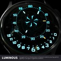 Montre mécanique automatique de luxe à mouvement rétrograde avec verre saphir incurvé, cadran en fibre de carbone personnalisé et logo sur mesure