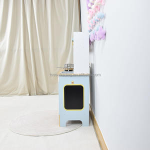 Juego de Cocina de Juguete Azul para Niños Pequeños, Cocina de Madera con Horno, Estufa, Fregadero, Grifo y Accesorios de Cocina - Product Image 4