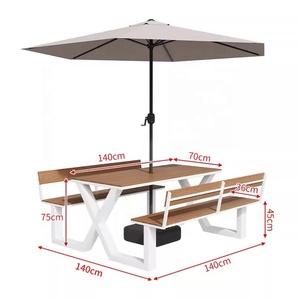 OEM ODM Commercial Scenic Areas Leisure Hotels Outdoor Furniture Seating Cafe Restaurant Dining <strong>Table</strong> Chairs Set With Umbrella - Product Image 3