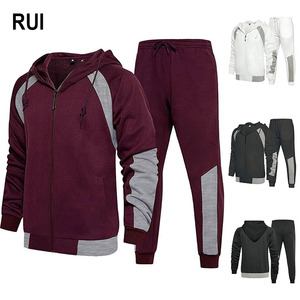 RUIQUWIN Conjunto Deportivo de 2 Piezas para Hombre, Talla Grande, Sudadera con Cierre y Pantalones Deportivos Holgados, Transpirables, para Primavera - Product Image 1