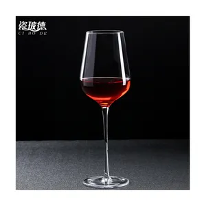 Copas de vino con logotipo personalizado, Copas de copa de vino tinto, transparente, con vástago largo, conjunto de cristal