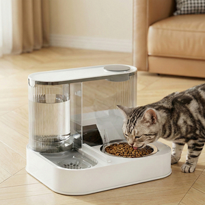 Distributore Automatico 2 in 1 per Animali Domestici, Ciotola per Cani e Gatti da Interno in Plastica per Cibo e Acqua - Product Image 2