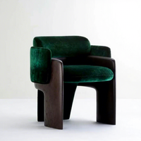 Fauteuil d'appoint personnalisable en bois massif, rembourré en tissu avec coussin épais, idéal pour salon moderne, hôtel, villa, ou espace détente.