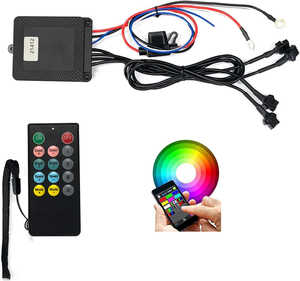 รีโมท LED ควบคุมผ่านแอพ รองรับสองโซน ควบคุมด้วยคลื่นวิทยุ สำหรับไฟร็อคไลท์สีขาวบริสุทธิ์/RGBW ไฟล้อรถ 12V 15/35/50 แอมป์ - Product Image 1