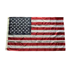 Groothandel Polyester Geborduurd Nationaal Aangepast Formaat 90X150Cm 3X5 Ft Amerikaanse Wereld Ons Vlag
