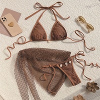 2025 Style européen américain trois pièces maillot de bain femmes Sexy Bikini robe de plage avec Logo sur la taille maillots de bain de Style chaud