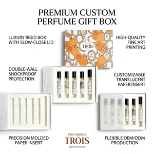 Caja de Muestras de Perfume Personalizada, Impresa en Blanco y Negro, con Inserto, Juego de Regalo con 6 Frascos de Fragancia Roll-On, Empaque de Papel de Lujo - Product Image 2