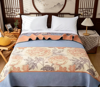 Couverture de canapé en jacquard écologique de style chinois 230x250cm - Motif floral de pivoine porte-bonheur - Literie pour la maison toute saison