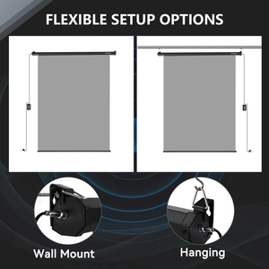 RAUBAY Motorized Pull Down Gray Polyester Screen Backdrop-59.8" X 86.6" Collapsible Ceiling/Wall Mount Background - Product Image 6