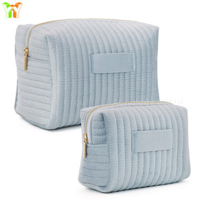 Petite Trousse de Toilette de Voyage Matelassée en Velours pour Femme, avec Fermeture Éclair, pour Rangement de Maquillage et Cosmétiques - Product Image 3