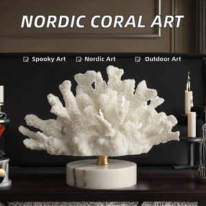 Sculpture de corail blanc sur base en résine, décoration de maison de style côtier, art de table d'intérieur, Art déco, SAFA INTERNATIONAL - Product Image 2