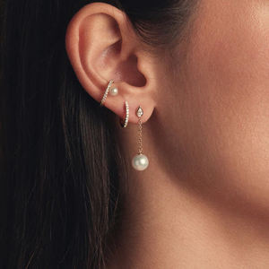 Zarif uzun tel zincir inci takı yüksek kalite 18K altın kaplama uzun kolye inci kolye küpe seti - Product Image 4